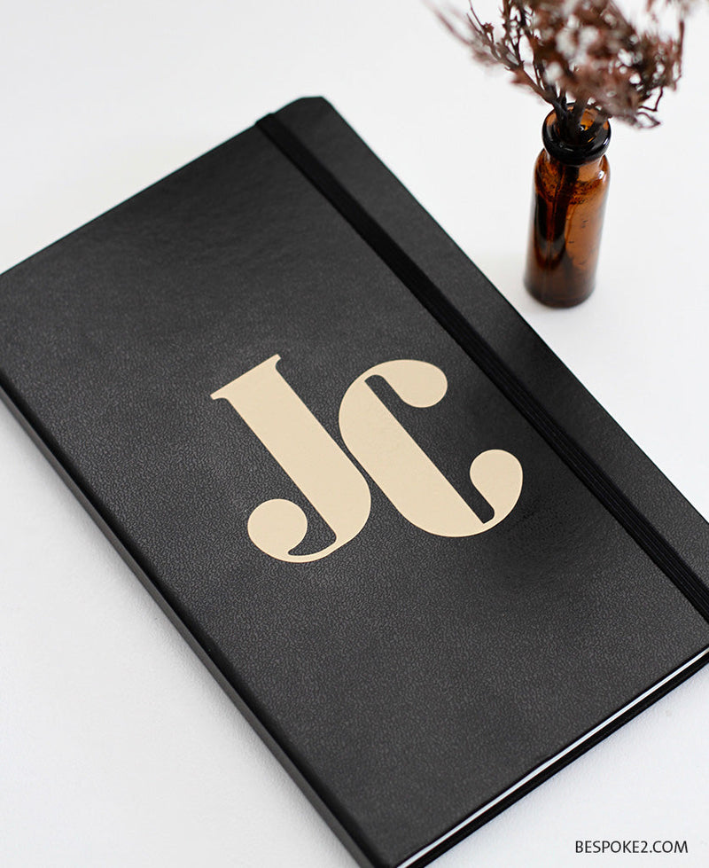 Gray Faux Leather Floral Monogram X Journal